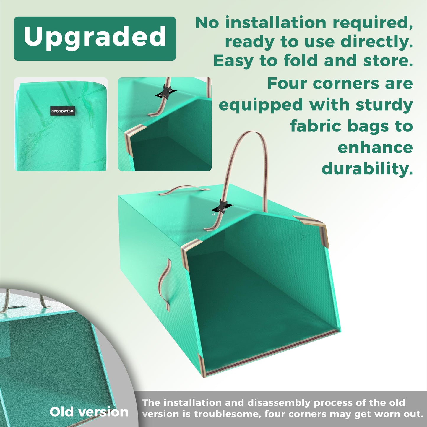 SPONDWILD 60 Gallon Leaf Collector and Reusable Yard Waste Bag Collapsible Portable with Adjustable Handle Garden Lawn Clean Up