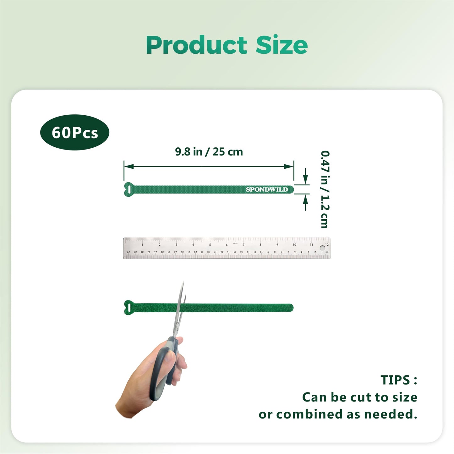 9.8 Inch Reusable Cable Ties - Adjustable Multi-Purpose Wire Ties for Home Office Cord Management(Green,40Pcs)