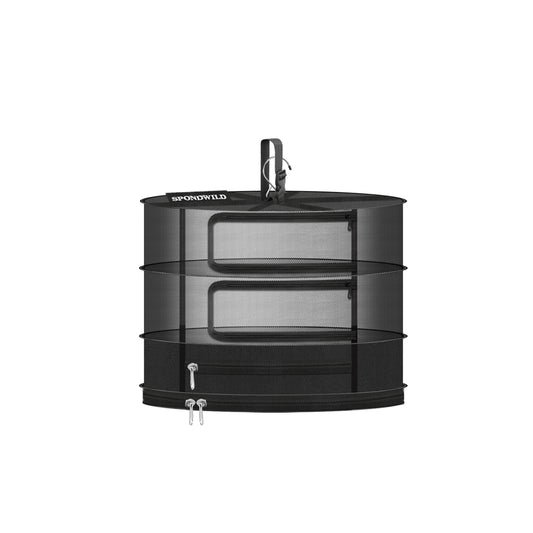 Herb Drying Hanging Mesh Rack - 1ft Diameter (D12xH21 inch) 3 Layer, Foldable Plant Drying Net with U-Shaped Zipper & Storage Pouch for Herbs, Plants, Flowers, Fruits, Food