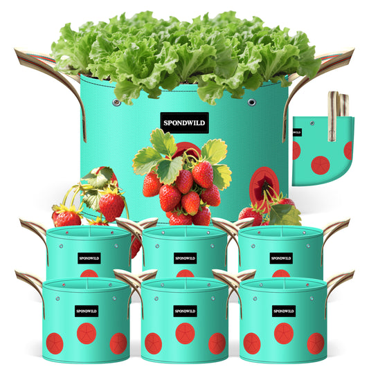 SPONDWILD 7 Pack Grow Bags Heavy Duty 180G Thickened PE Plant Pots with 8 Breathable Holes