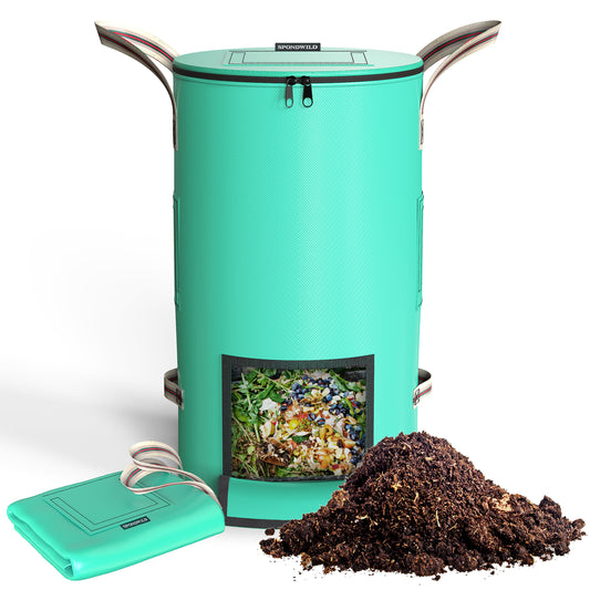 SPONDWILD Reusable Garden Yard Waste Bag – Breathable Thickened Reusable Lawn Bag, with 4 Handles for Easy Moving & Foldable Design, for Leaf & Miscellaneous Debris Collection(Green)