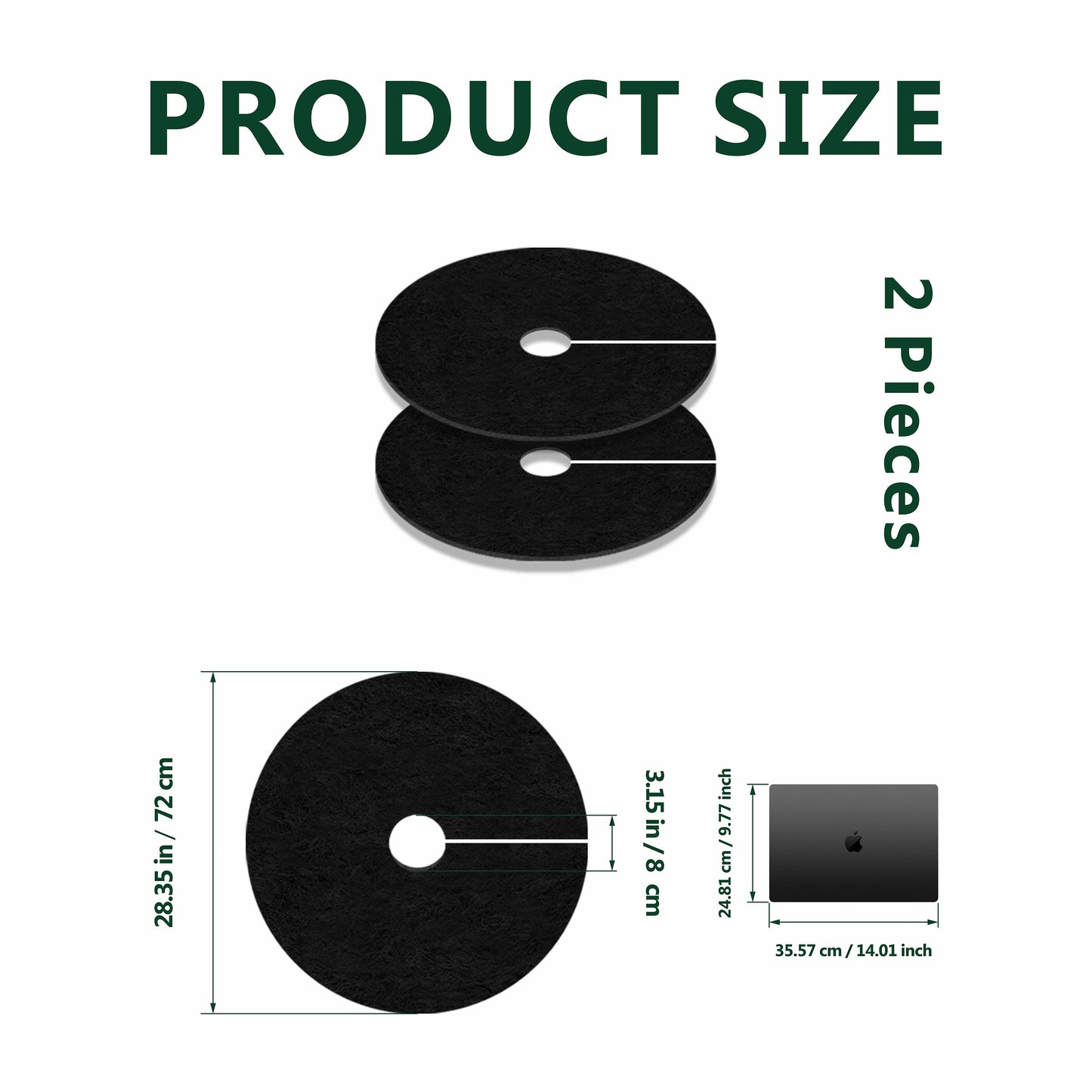 SPONDWILD Mulch Tree Ring,Non-Woven Tree Mulch Ring,Reusable Tree Ring Mulch Mat,Degradable Weed Control Fabric Mat for Landscaping Weed Control Root Protection,Tree Barrier Ring