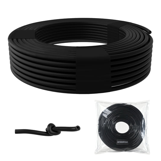 SPONDWILD 1/4 Inch Blank Distribution Tubing - UV Protected Flexible Black Drip Hose, Universal for Garden, Potted Plants & Veggie Beds, Fits Standard Drip Components