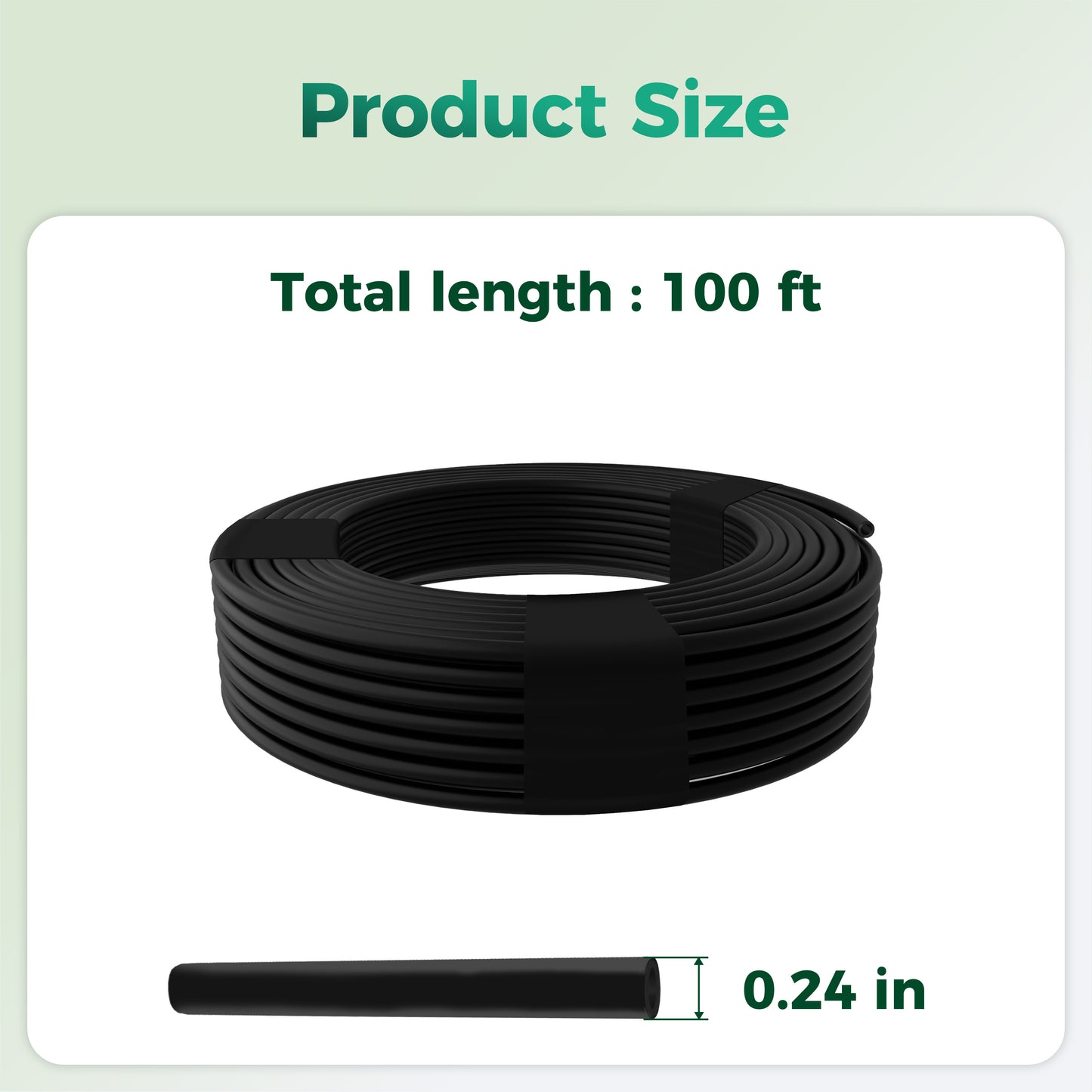 SPONDWILD 100Ft 1/4 Inch Blank Distribution Tubing - UV Protected Flexible Black Drip Hose, Universal for Garden, Potted Plants & Veggie Beds, Fits Standard Drip Components