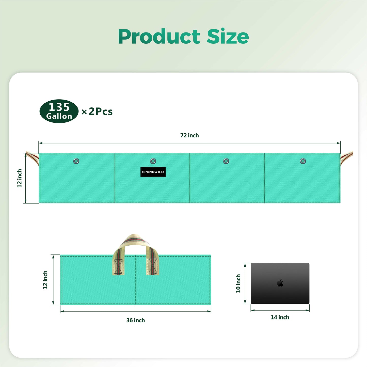 SPONDWILD 2 Pcs PE Rectangle Plant Grow Bags, Large Garden Grow Bag Outdoor 8 Grids Planter Box Planting Container for Growing Tomatoes Potatoes Plants Flowers, Green