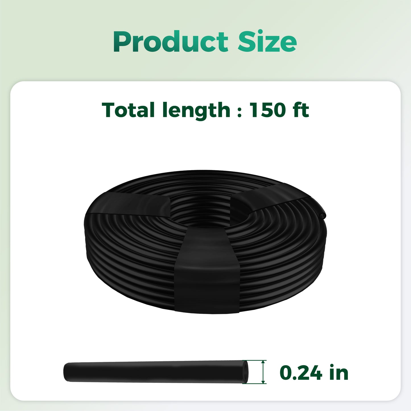SPONDWILD 150Ft 1/4 Inch Blank Distribution Tubing - UV Protected Flexible Black Drip Hose, Universal for Garden, Potted Plants & Veggie Beds, Fits Standard Drip Components