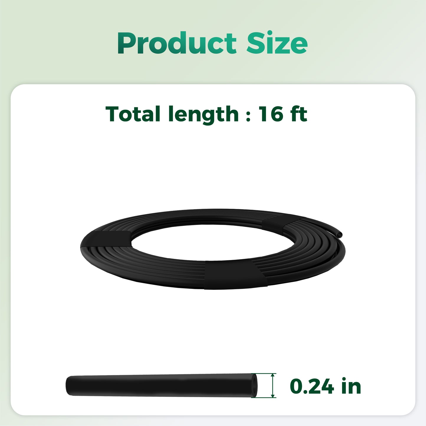 SPONDWILD 16Ft 1/4 Inch Blank Distribution Tubing - UV Protected Flexible Black Drip Hose, Universal for Garden, Potted Plants & Veggie Beds, Fits Standard Drip Components