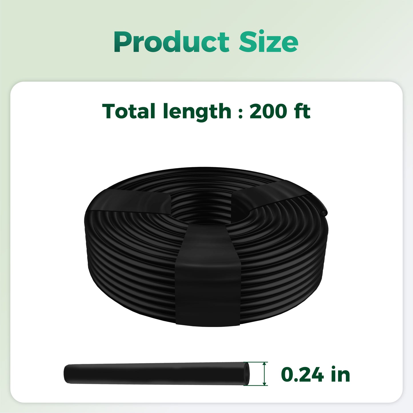 SPONDWILD 200Ft 1/4 Inch Blank Distribution Tubing - UV Protected Flexible Black Drip Hose, Universal for Garden, Potted Plants & Veggie Beds, Fits Standard Drip Components