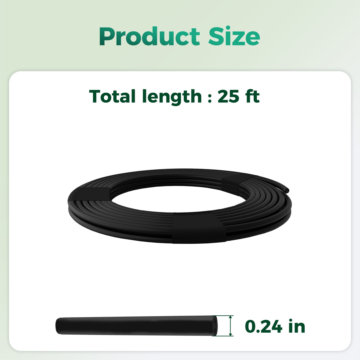 SPONDWILD 25Ft 1/4 Inch Blank Distribution Tubing - UV Protected Flexible Black Drip Hose, Universal for Garden, Potted Plants & Veggie Beds, Fits Standard Drip Components