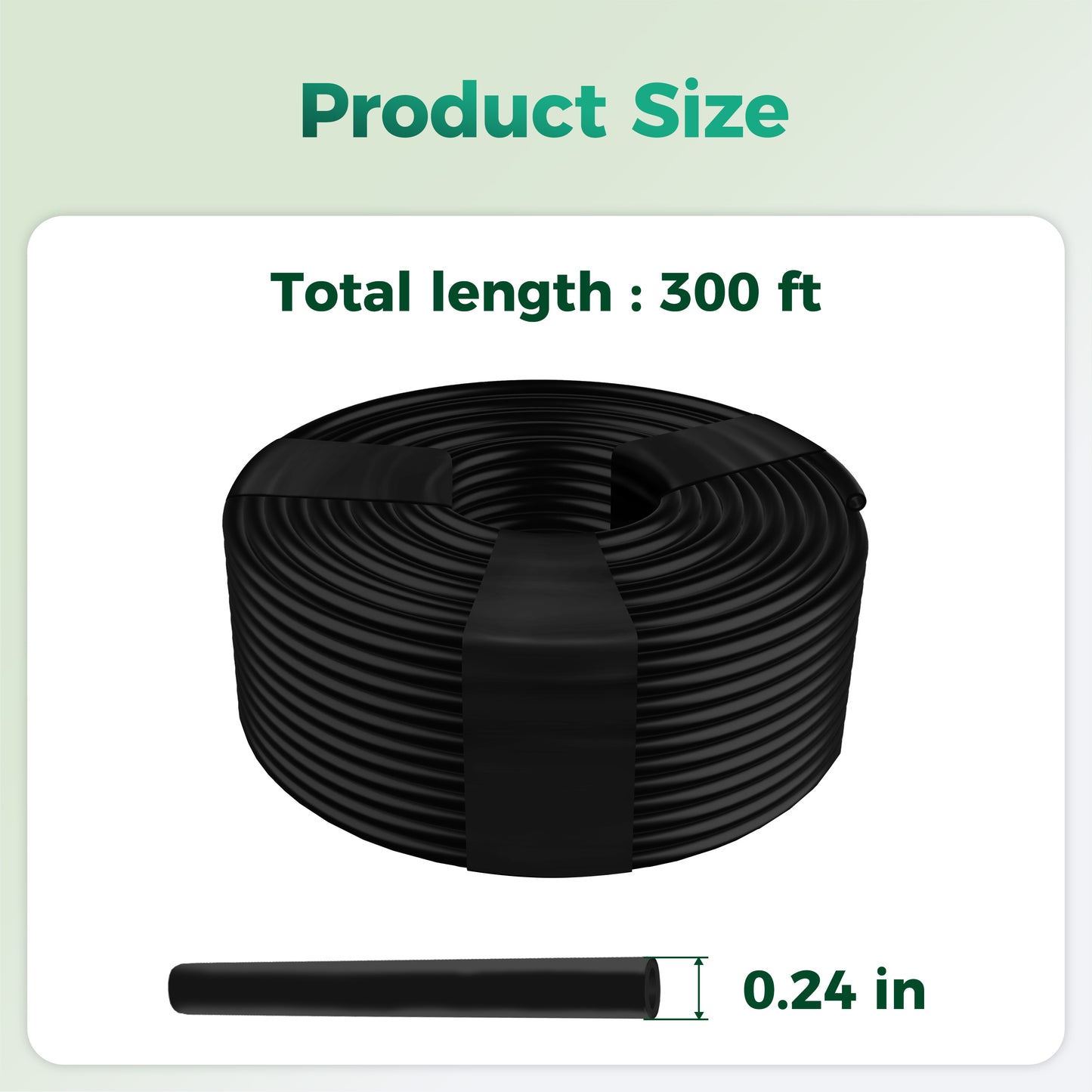 SPONDWILD 300Ft 1/4 Inch Blank Distribution Tubing - UV Protected Flexible Black Drip Hose, Universal for Garden, Potted Plants & Veggie Beds, Fits Standard Drip Components