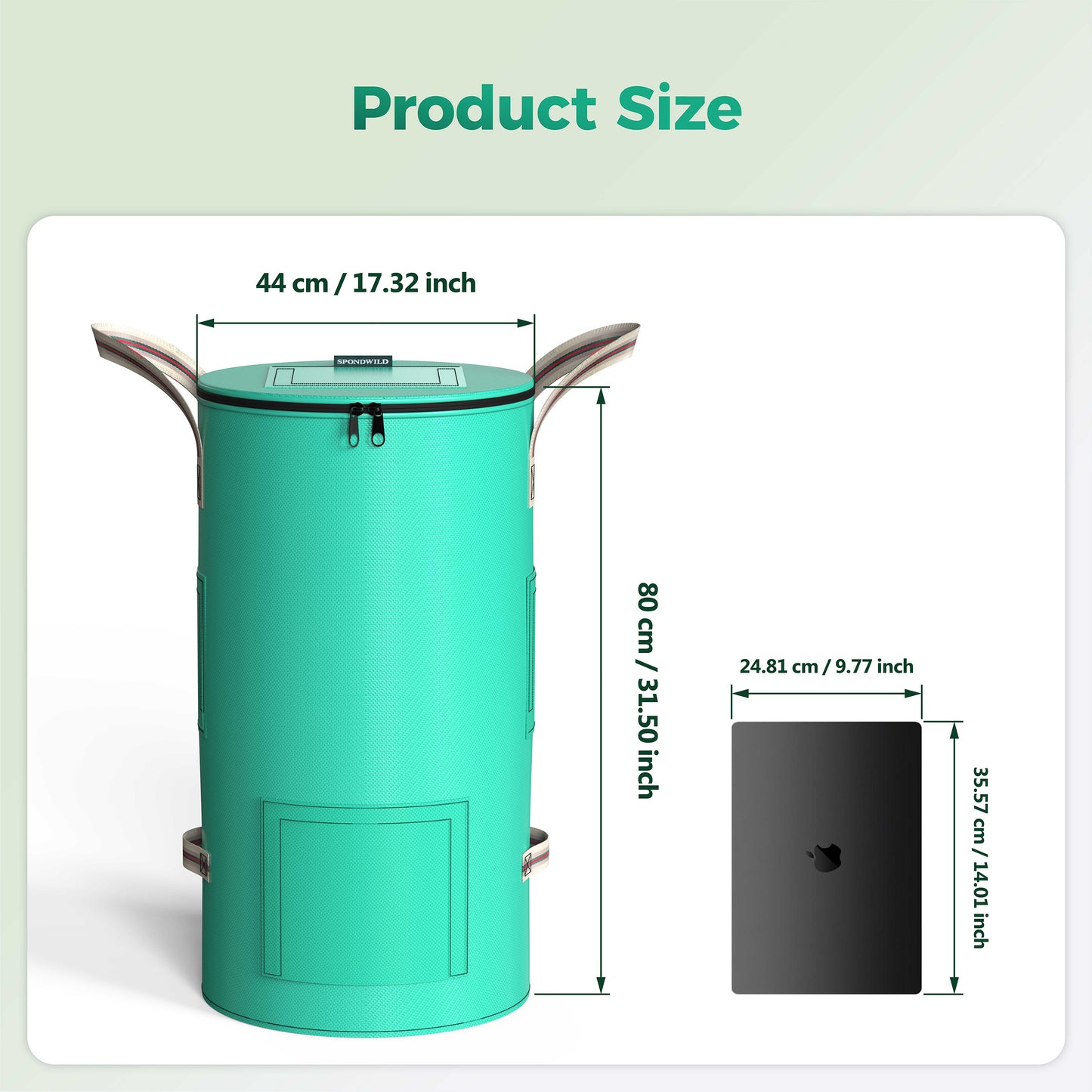 SPONDWILD 32 gallon Reusable Garden Yard Waste Bag – Breathable Thickened Reusable Lawn Bag, with 4 Handles for Easy Moving & Foldable Design, for Leaf & Miscellaneous Debris Collection(Green)