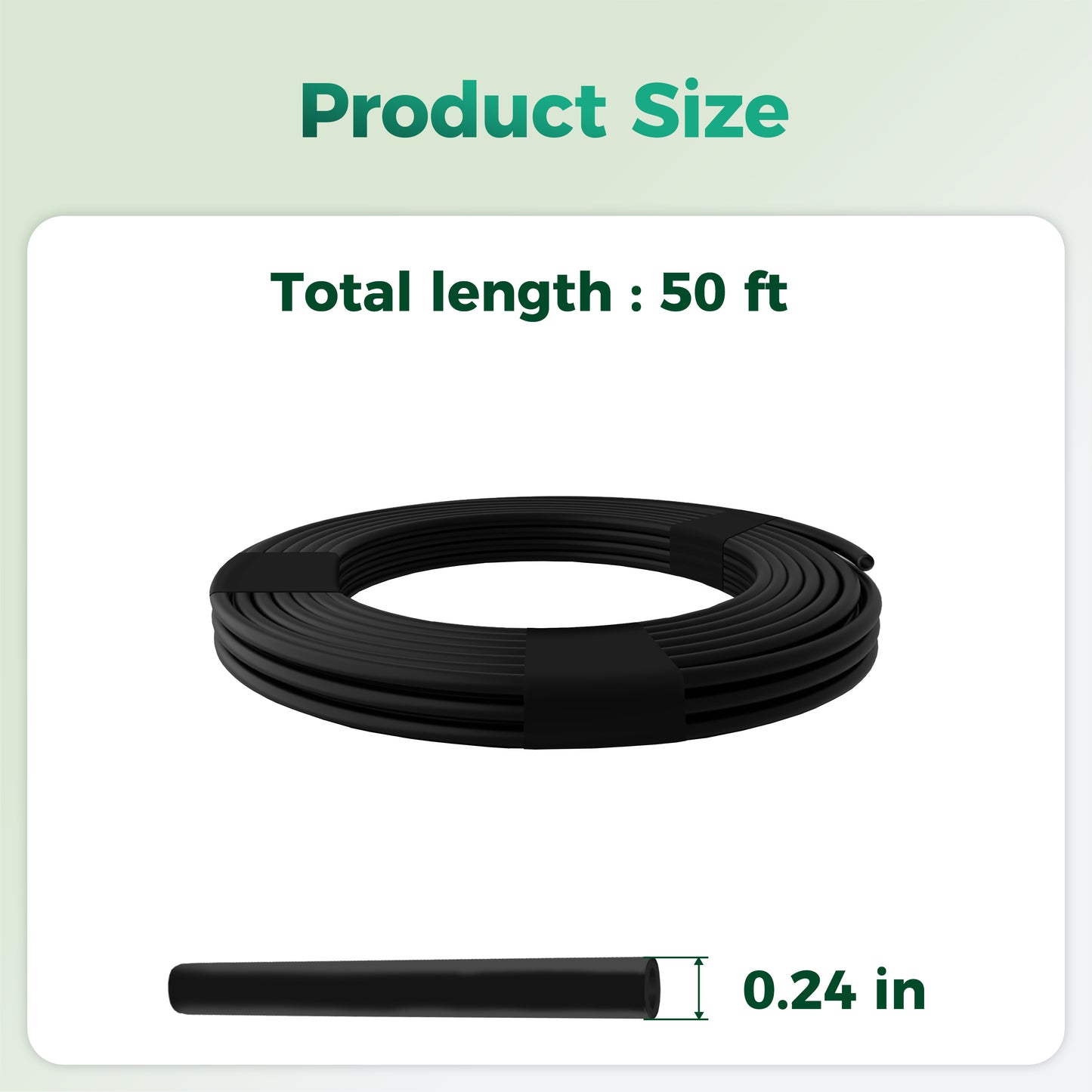 SPONDWILD 50Ft 1/4 Inch Blank Distribution Tubing - UV Protected Flexible Black Drip Hose, Universal for Garden, Potted Plants & Veggie Beds, Fits Standard Drip Components