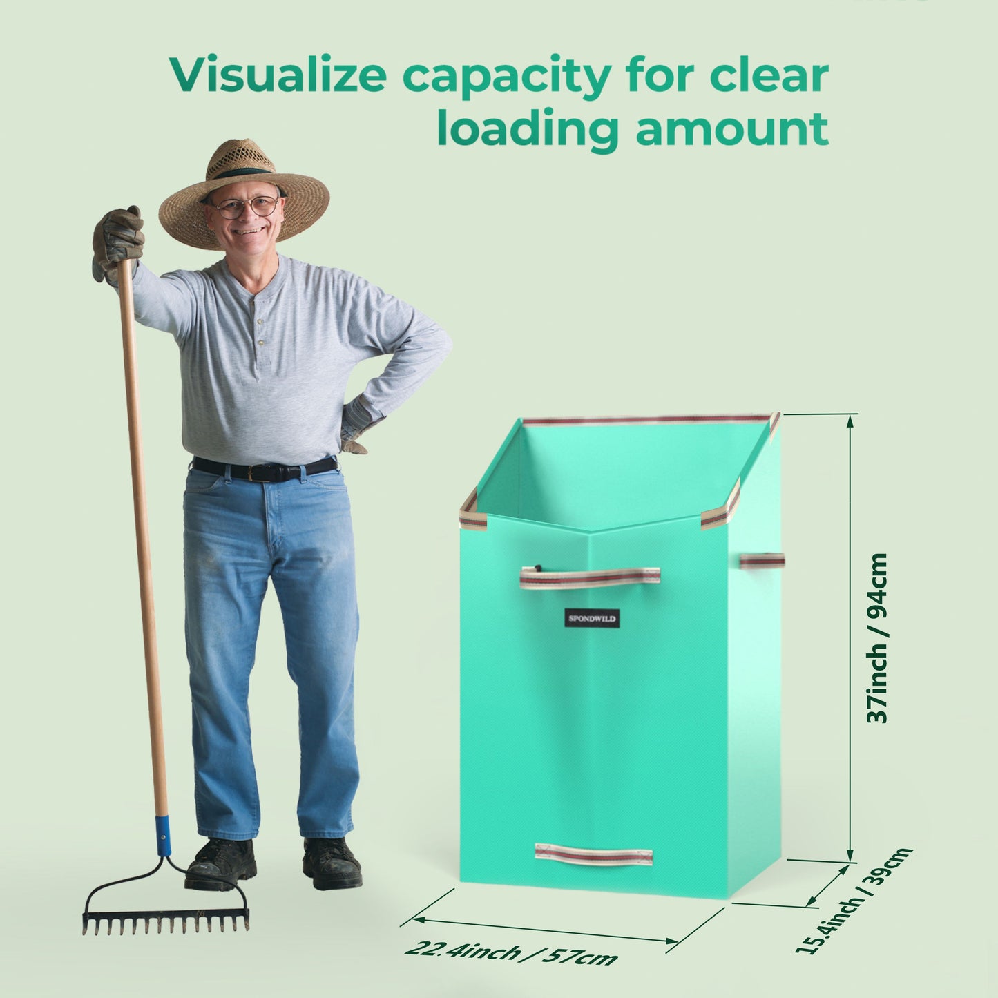 SPONDWILD 50 Gallon Leaf Collector and Reusable Yard Waste Bag Collapsible Portable with Adjustable Handle Garden Lawn Clean Up