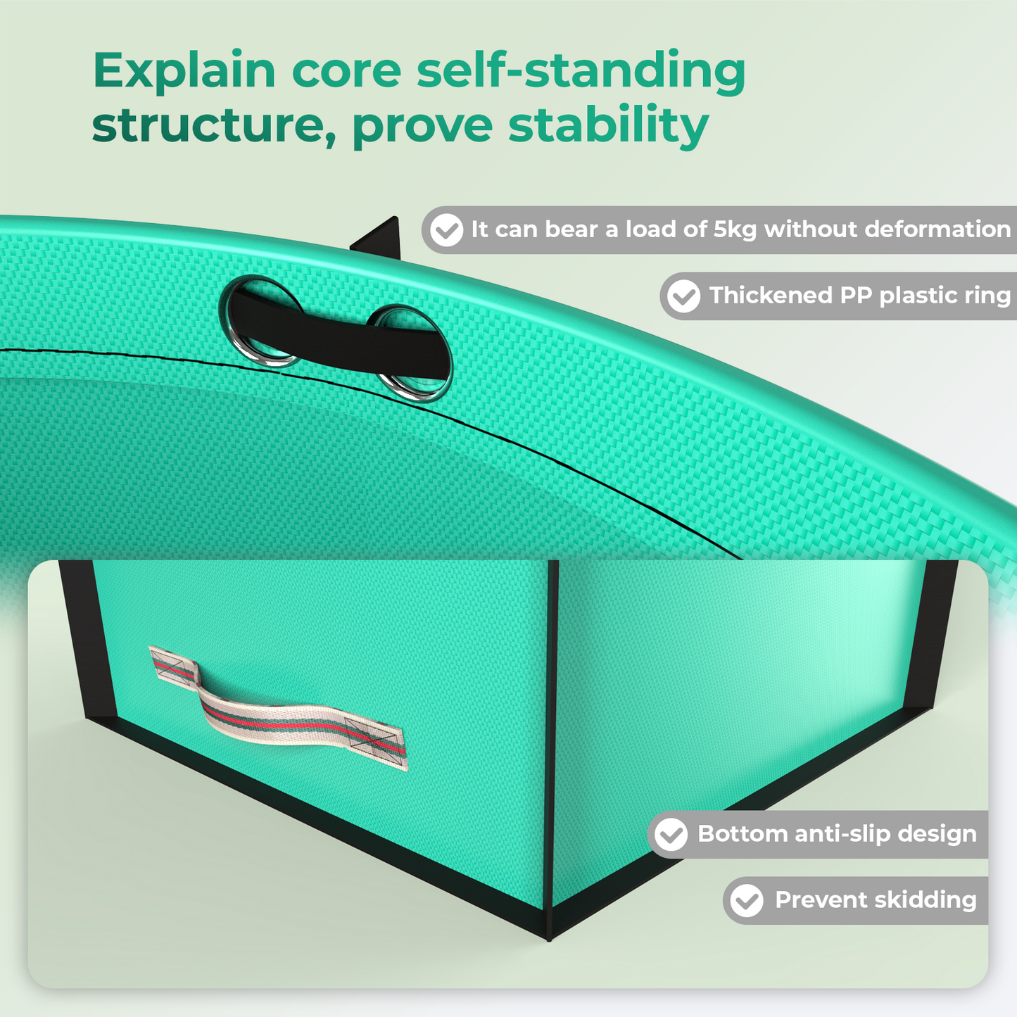 SPONDWILD Reusable Yard Waste Bag - Durable PE Standable Lawn Leaf Bag with 4 Reinforced Handles, Collapsible Portable Garden Container for Leaves, Yard Waste, Garden Debris (Green)