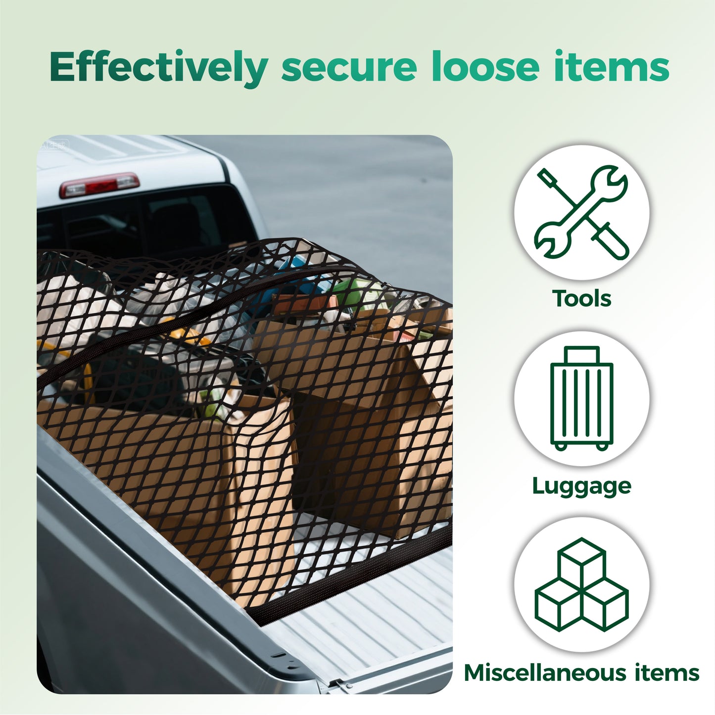 SPONDWILD 4'x4' Stretchable Cargo Net with Hooks - Adjustable Elastic Trunk and Truck Bed Storage Organizer for Cars and Trucks, Ideal for Securing Light Loads, Easy to Install