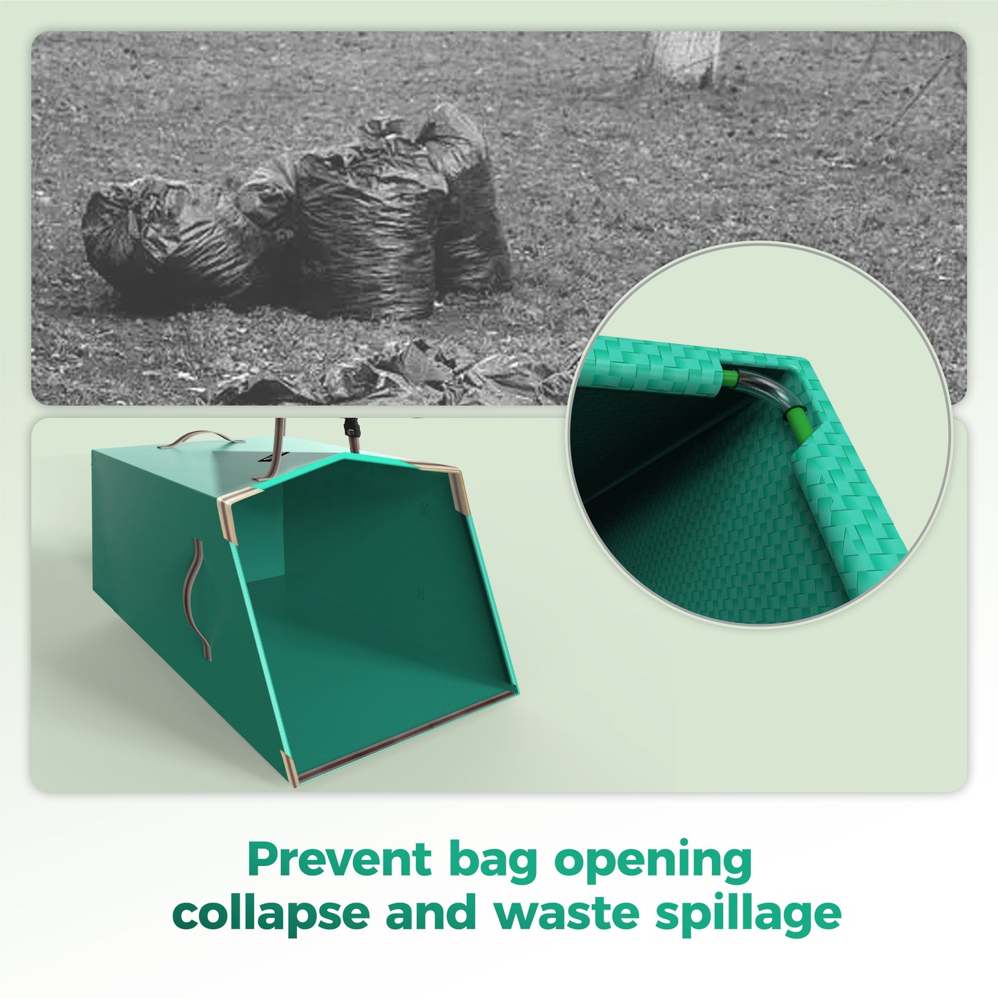 SPONDWILD 50 Gallon Leaf Collector and Reusable Yard Waste Bag Collapsible Portable with Adjustable Handle Garden Lawn Clean Up