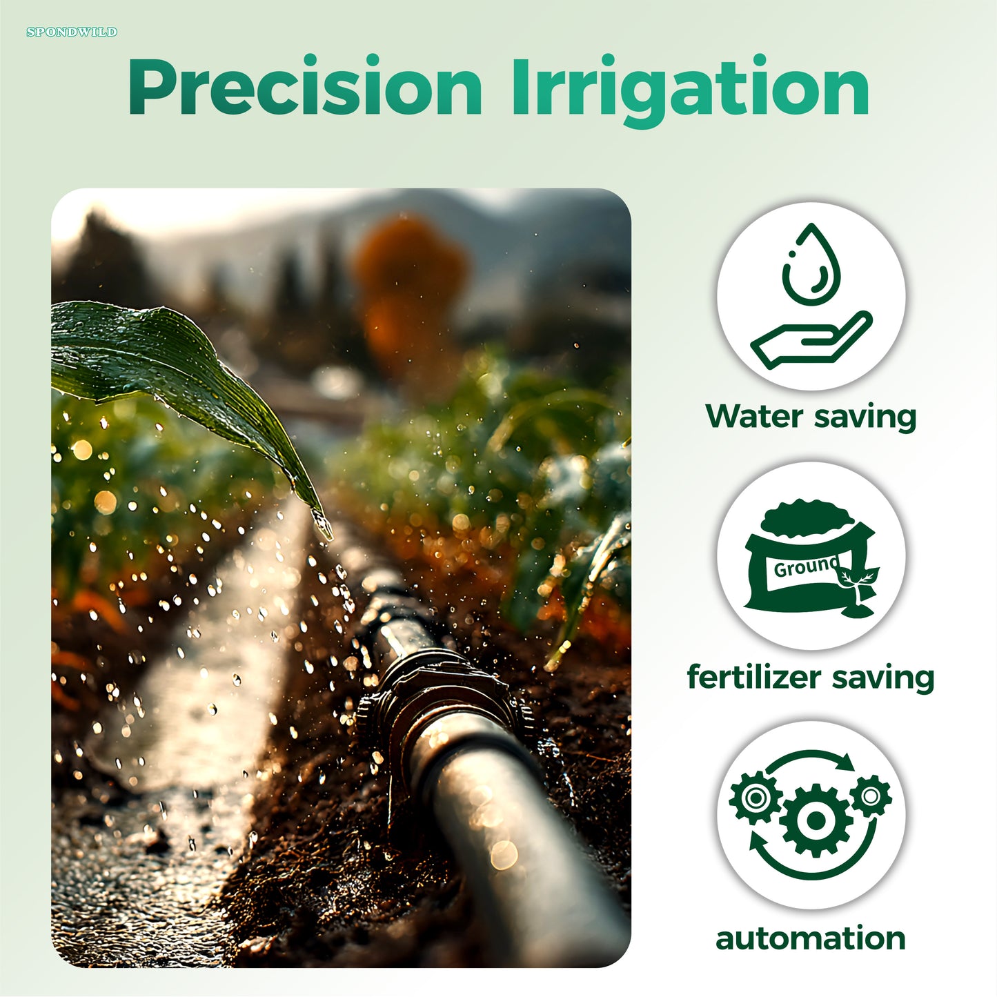 SPONDWILD 50Ft 1/4 Inch Blank Distribution Tubing - UV Protected Flexible Black Drip Hose, Universal for Garden, Potted Plants & Veggie Beds, Fits Standard Drip Components