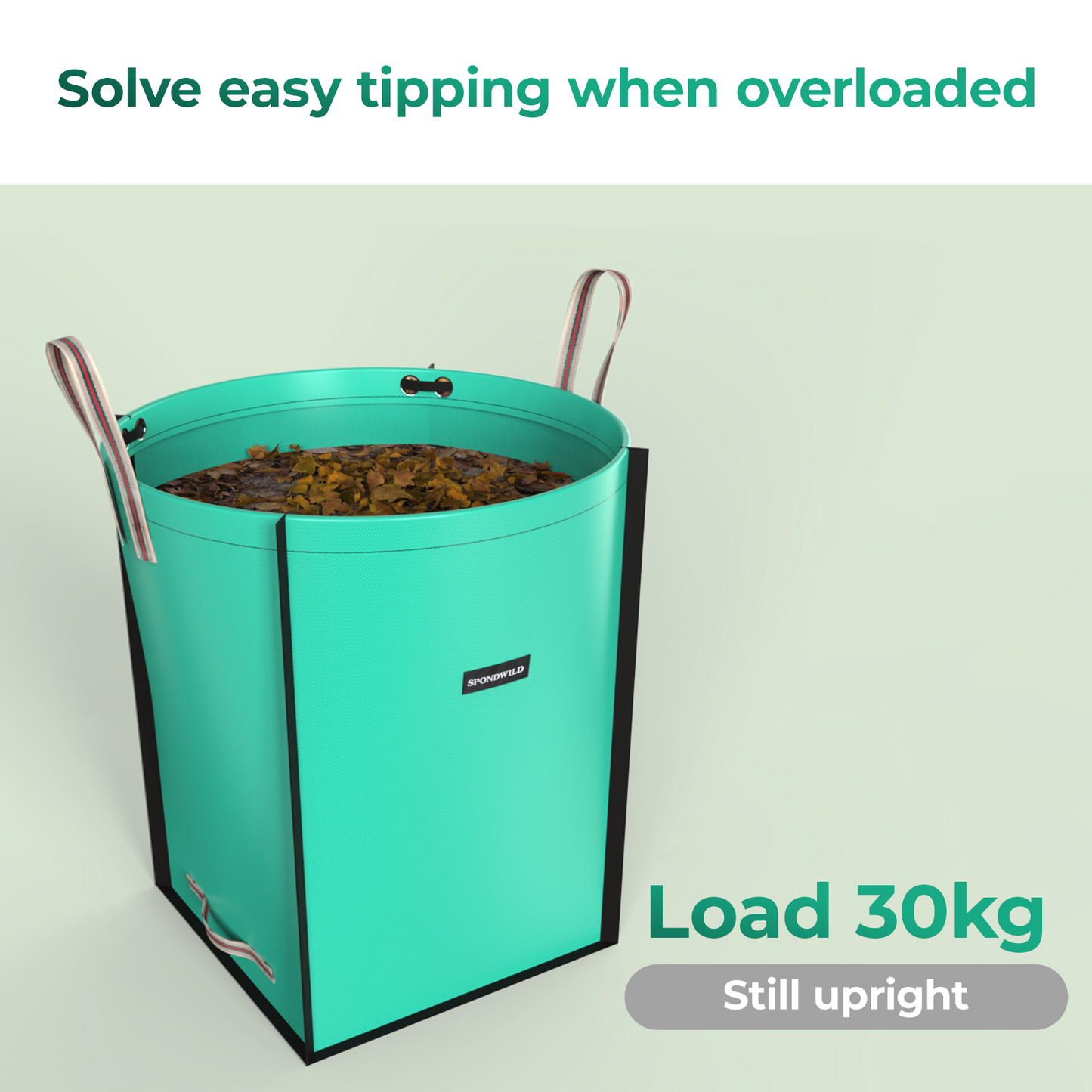 SPONDWILD Reusable Yard Waste Bag - Durable PE Standable Lawn Leaf Bag with 4 Reinforced Handles, Collapsible Portable Garden Container for Leaves, Yard Waste, Garden Debris (Green)