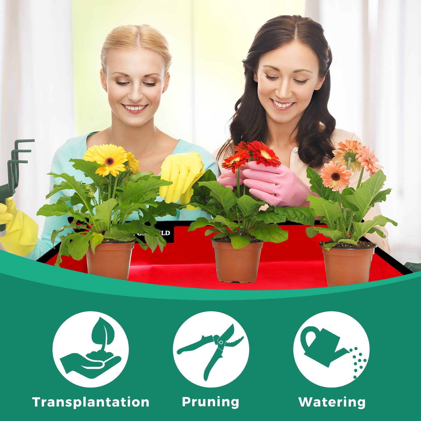 SPONDWILD Large Plant Transplanting Mat - PVC-Red Snowflake Thickened Waterproof Potting Mat, Succulent Gardening Mat, Portable Repotting Mat for Mess Control