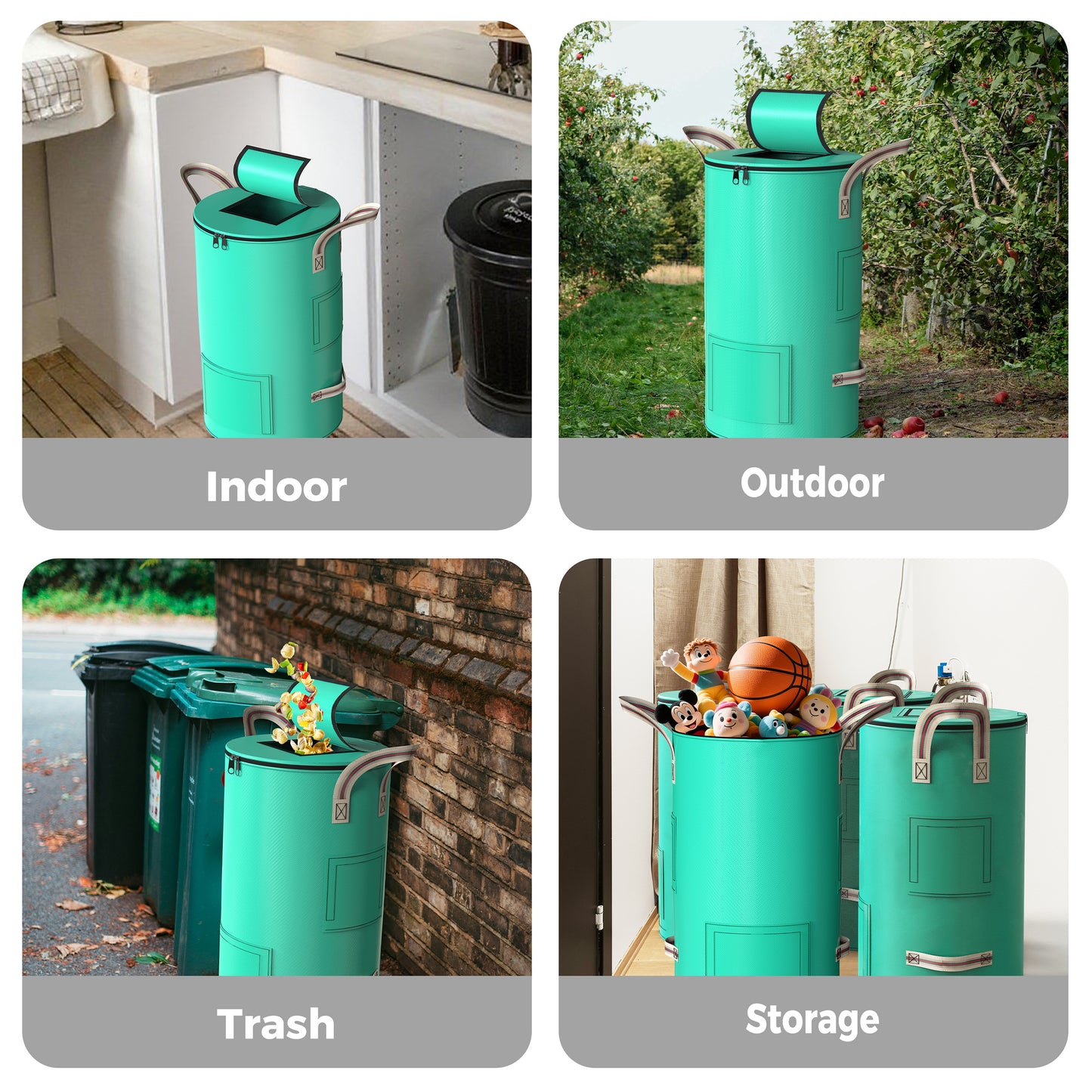 SPONDWILD 32 gallon Reusable Garden Yard Waste Bag – Breathable Thickened Reusable Lawn Bag, with 4 Handles for Easy Moving & Foldable Design, for Leaf & Miscellaneous Debris Collection(Green)