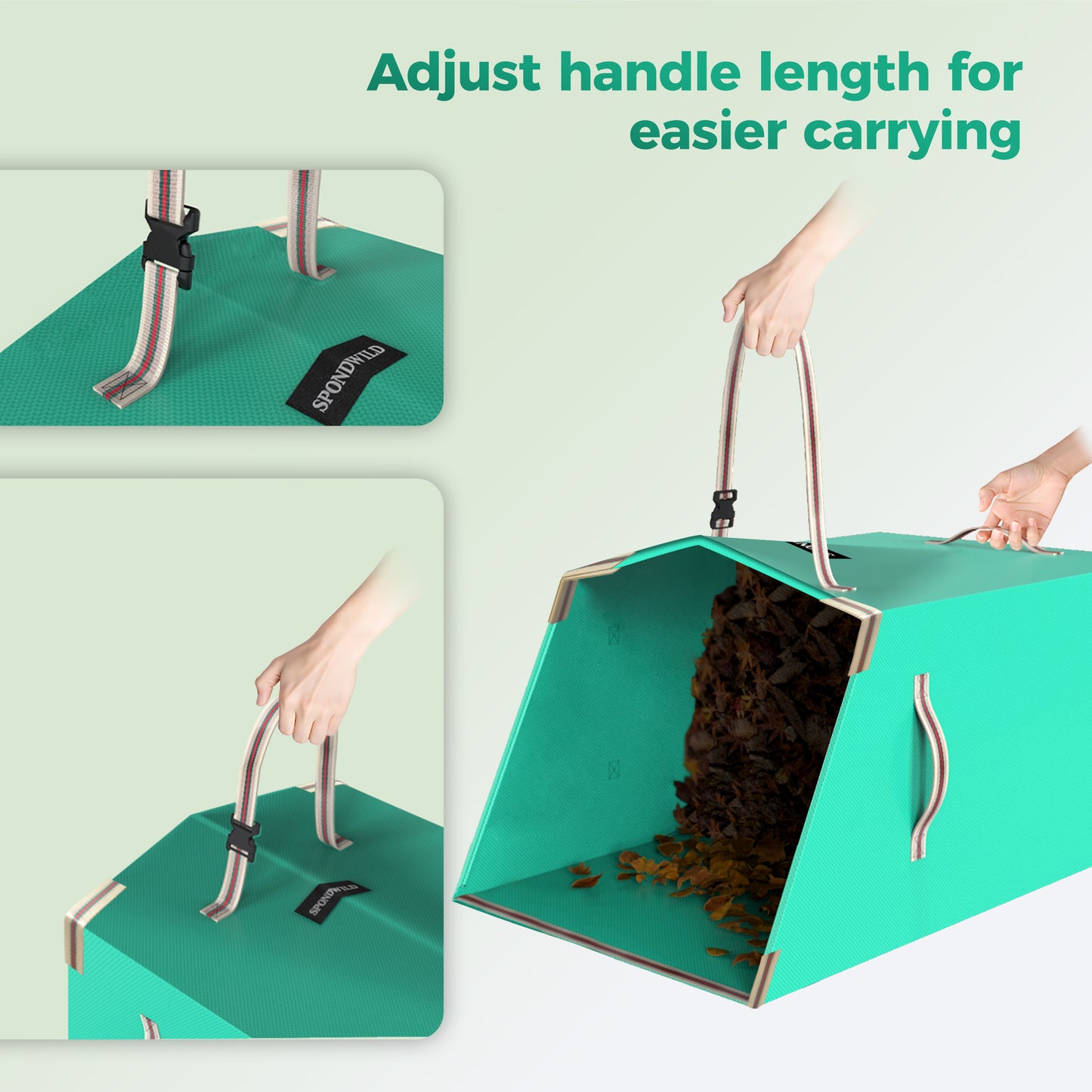 SPONDWILD 40 Gallon Leaf Collector and Reusable Yard Waste Bag Collapsible Portable with Adjustable Handle Garden Lawn Clean Up