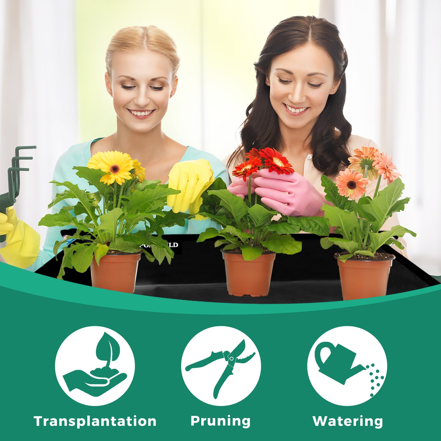 SPONDWILD Large Plant Transplanting Mat - PVC-Leaf Thickened Waterproof Potting Mat, Succulent Gardening Mat, Portable Repotting Mat for Mess Control