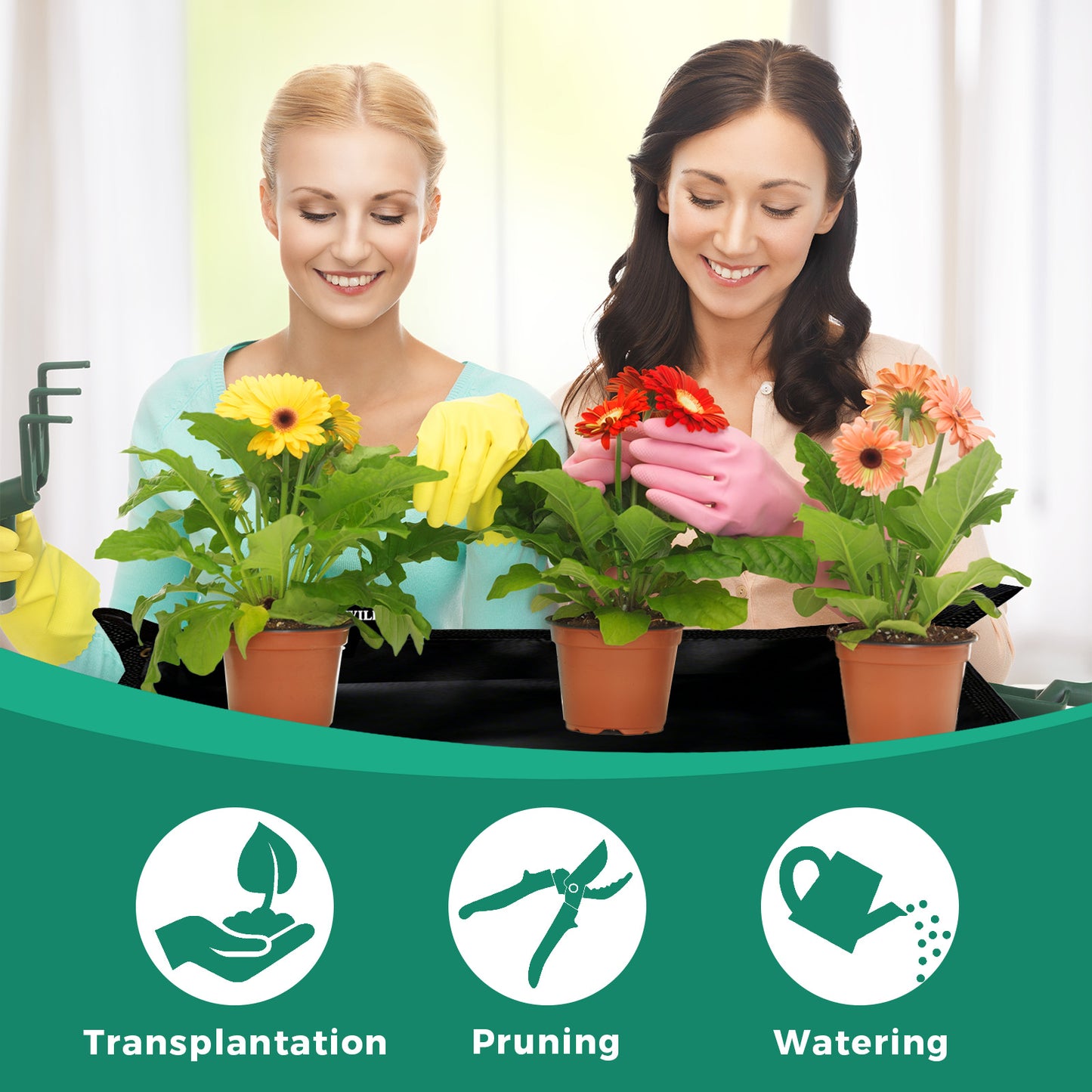 SPONDWILD Large Plant Transplanting Mat - PVC-Black Thickened Waterproof Potting Mat, Succulent Gardening Mat, Portable Repotting Mat for Mess Control