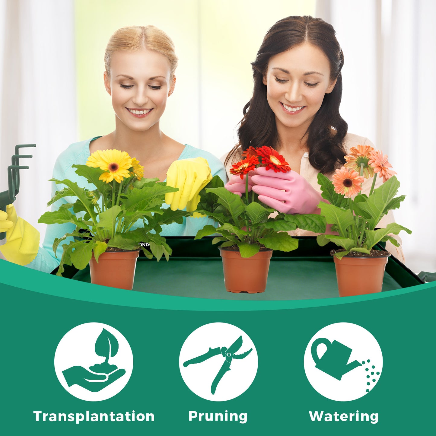 SPONDWILD Large Plant Transplanting Mat - PVC-Green Thickened Waterproof Potting Mat, Succulent Gardening Mat, Portable Repotting Mat for Mess Control