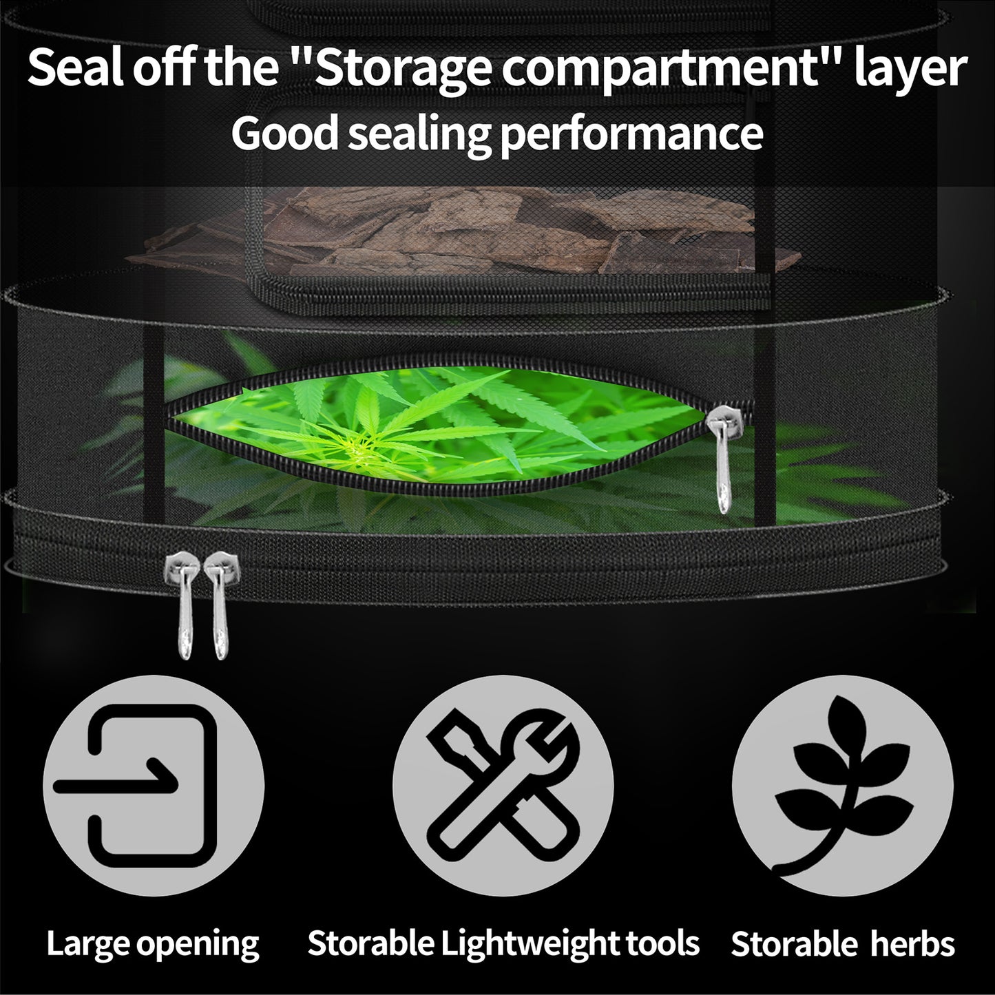 Herb Drying Hanging Mesh Rack - 1ft Diameter (D12xH21 inch) 3 Layer, Foldable Plant Drying Net with U-Shaped Zipper & Storage Pouch for Herbs, Plants, Flowers, Fruits, Food