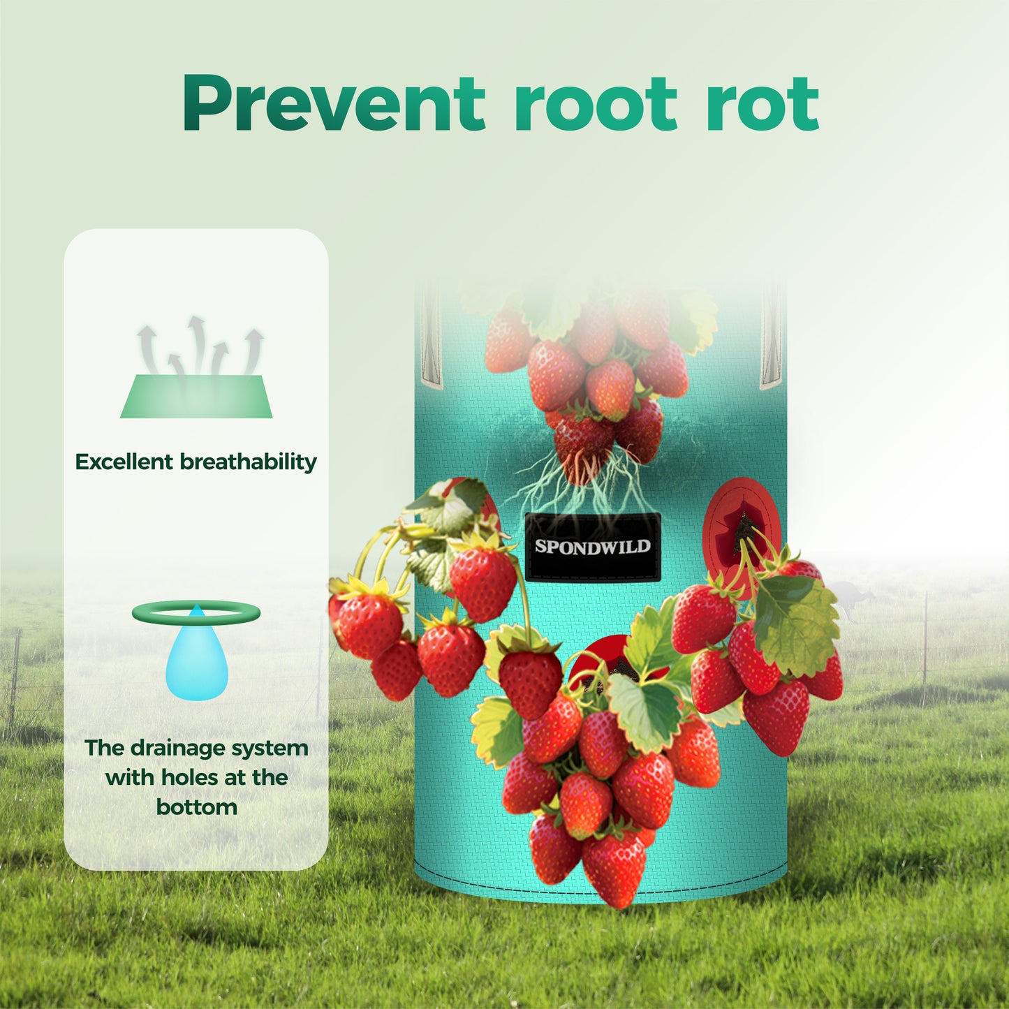 SPONDWILD 3 Pack Hanging Strawberry Planter Bags, Hanging Grow Bags with Bottom Planting Hole, Thickened PE Strawberry Pot for Vegetables Herbs Tomatoes
