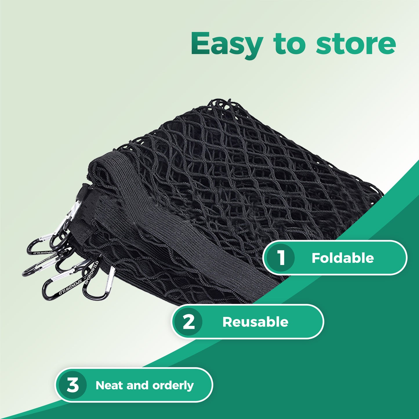 SPONDWILD 4'x4' Stretchable Cargo Net with Hooks - Adjustable Elastic Trunk and Truck Bed Storage Organizer for Cars and Trucks, Ideal for Securing Light Loads, Easy to Install