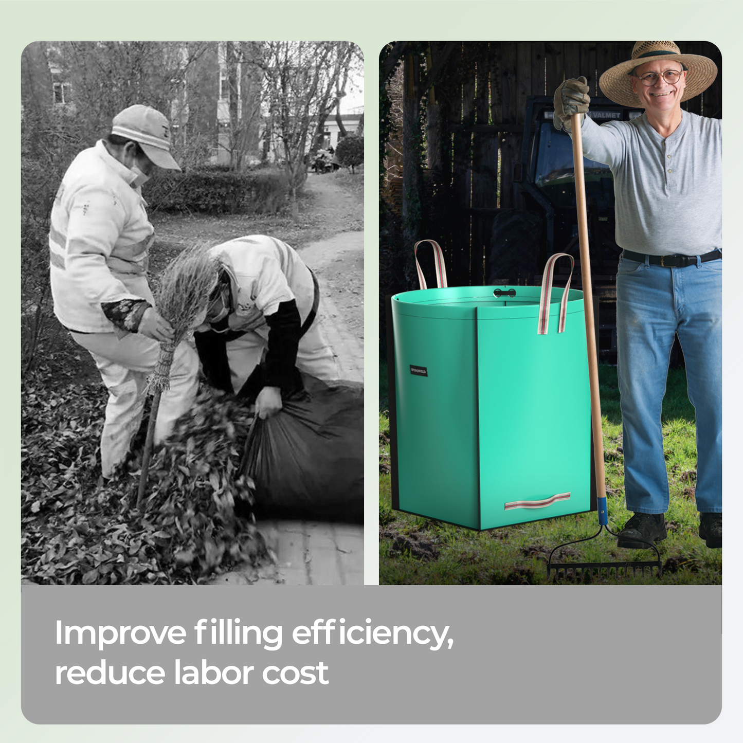 SPONDWILD Reusable Yard Waste Bag - Durable PE Standable Lawn Leaf Bag with 4 Reinforced Handles, Collapsible Portable Garden Container for Leaves, Yard Waste, Garden Debris (Green)