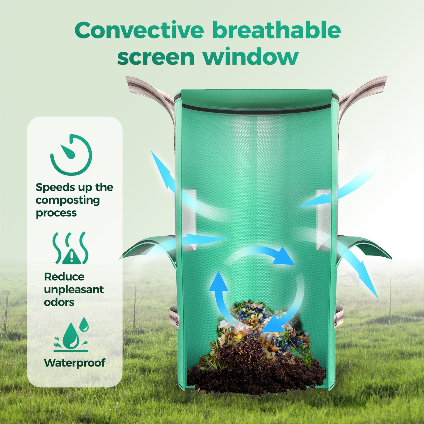 SPONDWILD 32 gallon Reusable Garden Yard Waste Bag – Breathable Thickened Reusable Lawn Bag, with 4 Handles for Easy Moving & Foldable Design, for Leaf & Miscellaneous Debris Collection(Green)