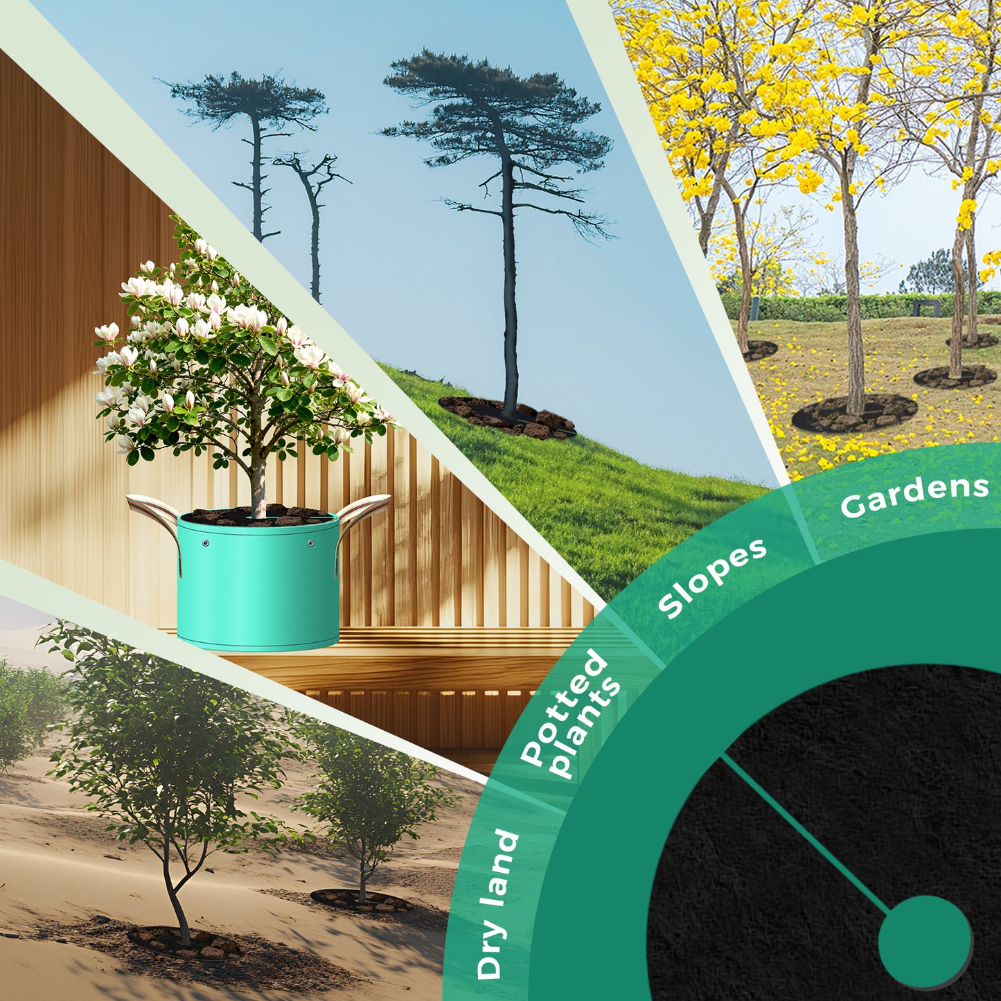 SPONDWILD Mulch Tree Ring,Non-Woven Tree Mulch Ring,Reusable Tree Ring Mulch Mat,Degradable Weed Control Fabric Mat for Landscaping Weed Control Root Protection,Tree Barrier Ring