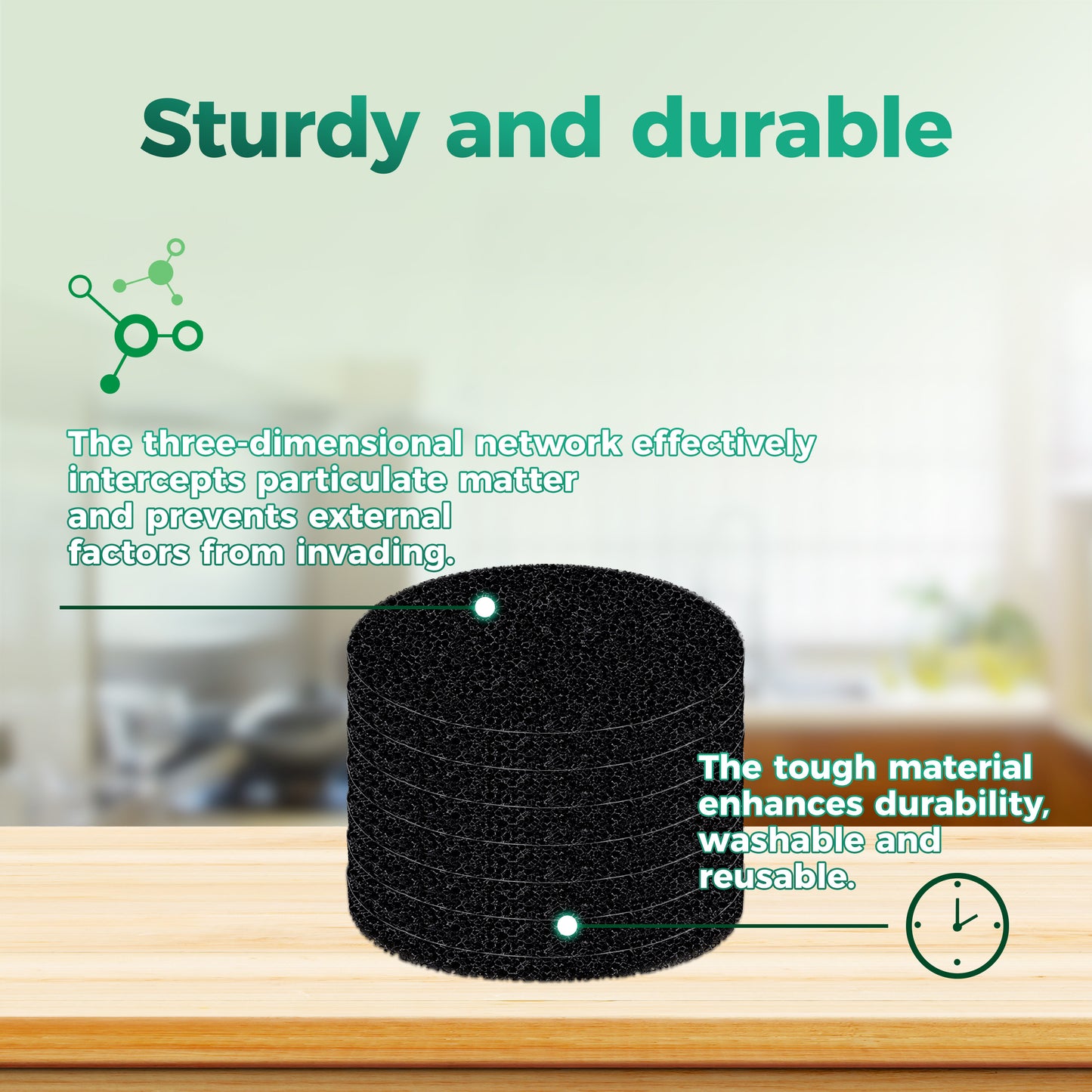 SPONDWILD Polyurethane Activated Charcoal Filters -7 Pack Strong Odor Control Replacements for Kitchen and Countertop Compost Buckets/Bins