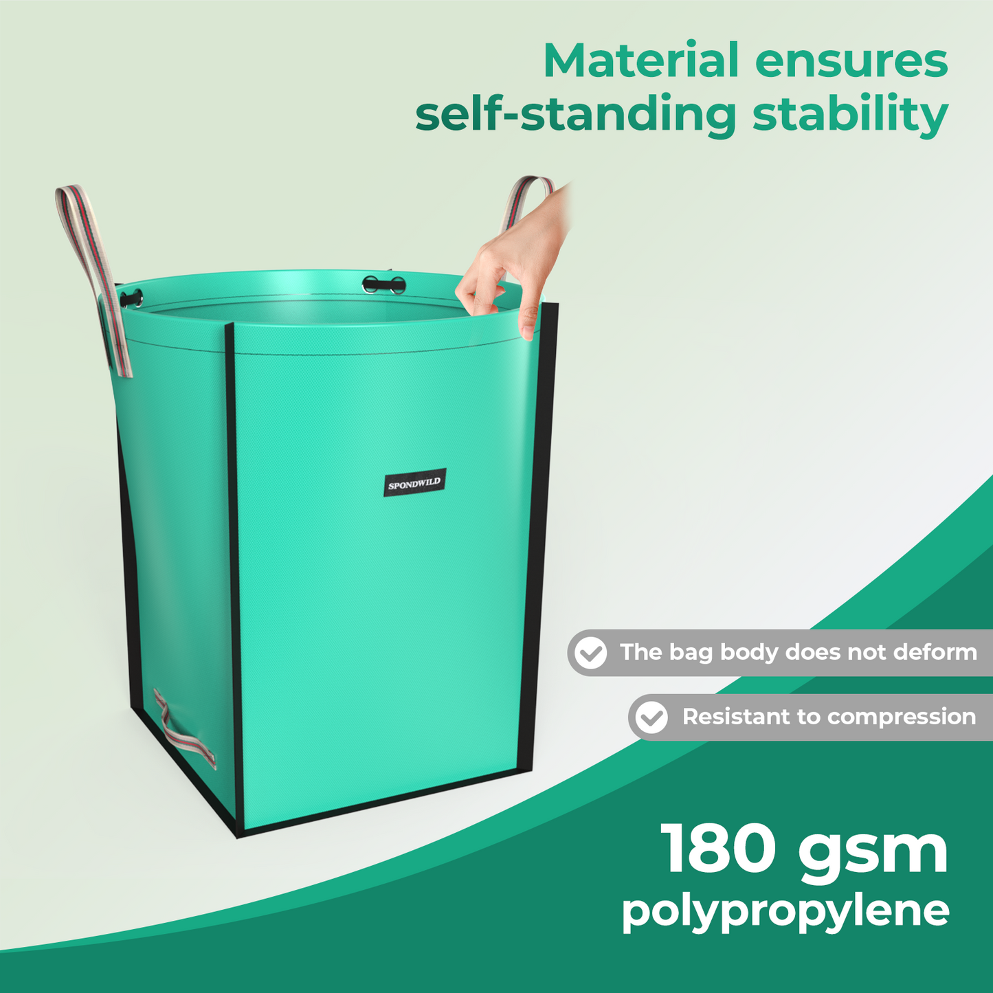 SPONDWILD Reusable Yard Waste Bag - Durable PE Standable Lawn Leaf Bag with 4 Reinforced Handles, Collapsible Portable Garden Container for Leaves, Yard Waste, Garden Debris (Green)