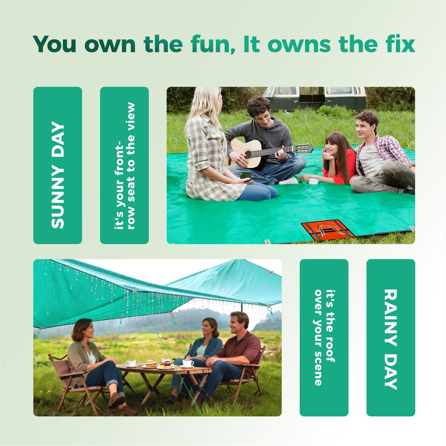 SPONDWILD Heavy Duty Waterproof Tarp, 200G Multipurpose Tear and Rip Proof UV Resistant Tarpaulin with Reinforced Handles and Portable Storage Bag, Green Tarp