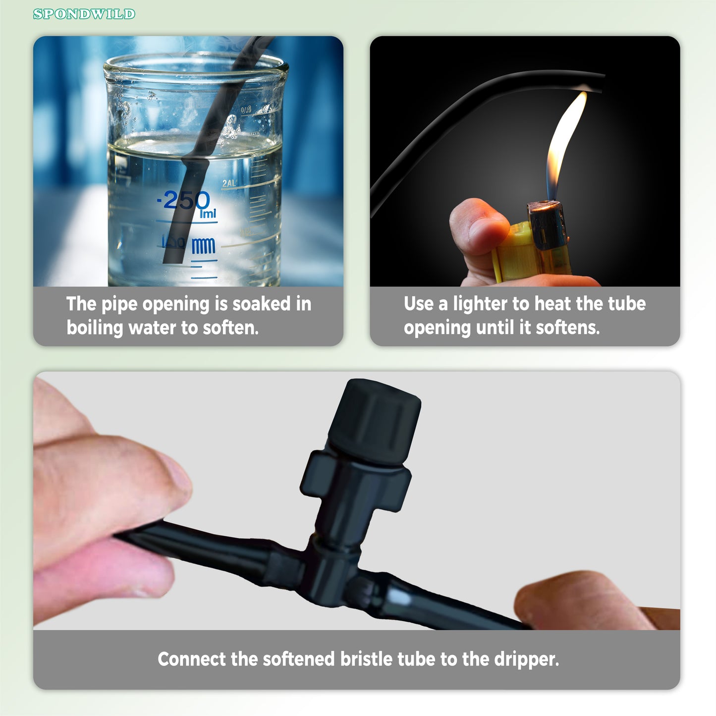 SPONDWILD 50Ft 1/4 Inch Blank Distribution Tubing - UV Protected Flexible Black Drip Hose, Universal for Garden, Potted Plants & Veggie Beds, Fits Standard Drip Components