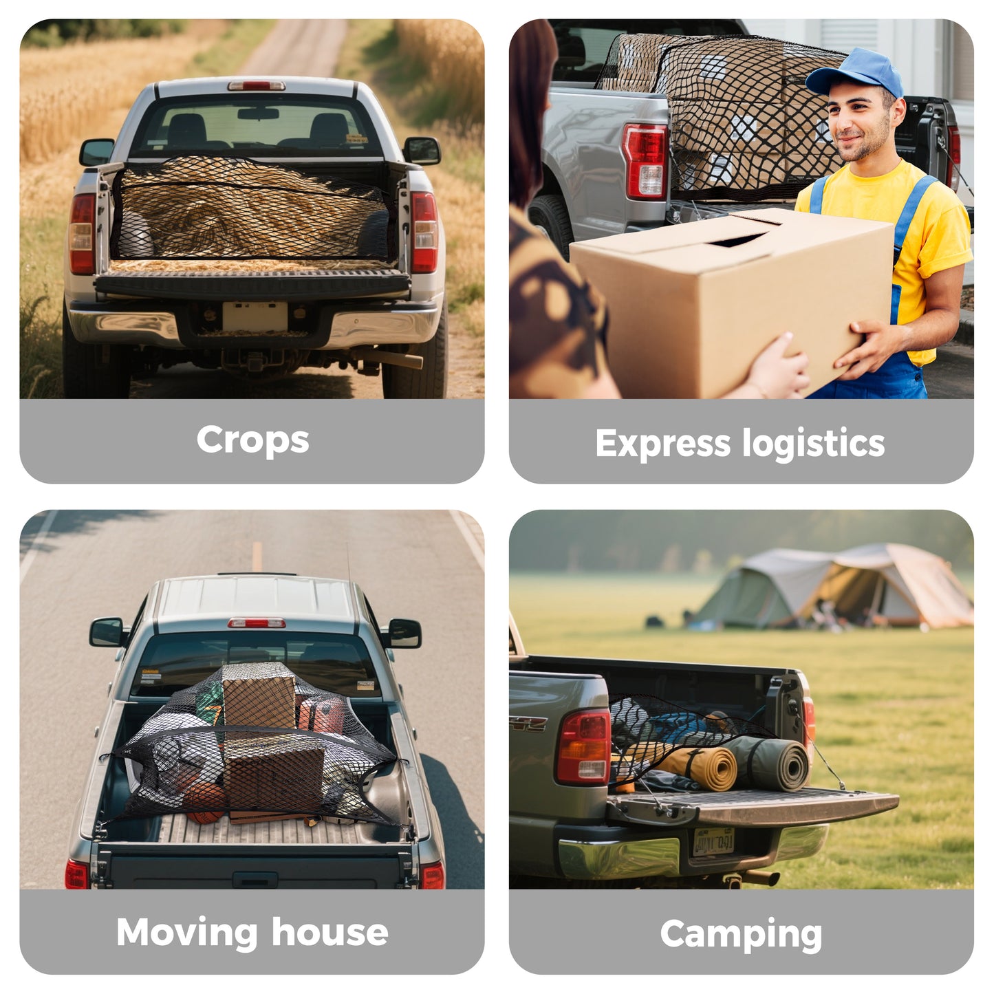 SPONDWILD 4'x4' Stretchable Cargo Net with Hooks - Adjustable Elastic Trunk and Truck Bed Storage Organizer for Cars and Trucks, Ideal for Securing Light Loads, Easy to Install