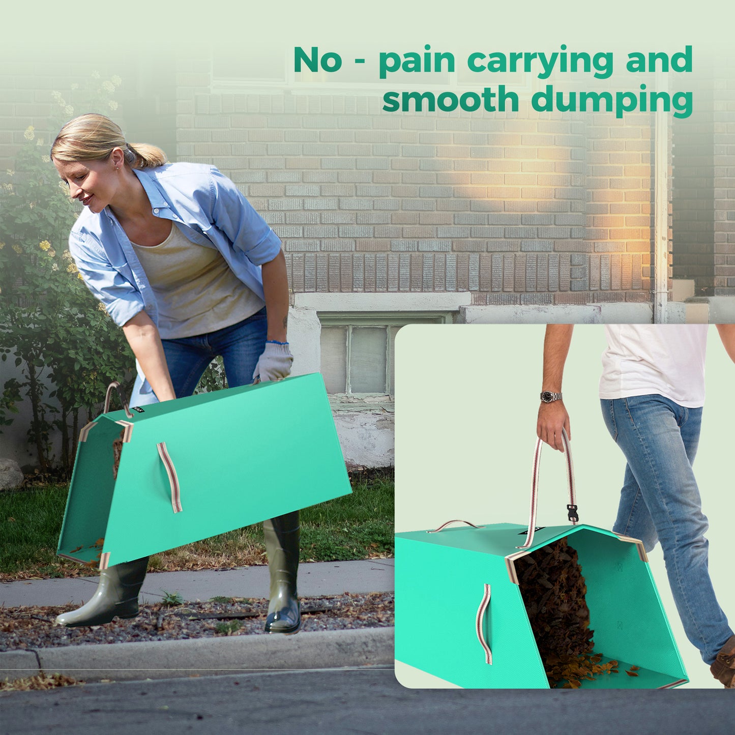 SPONDWILD 60 Gallon Leaf Collector and Reusable Yard Waste Bag Collapsible Portable with Adjustable Handle Garden Lawn Clean Up