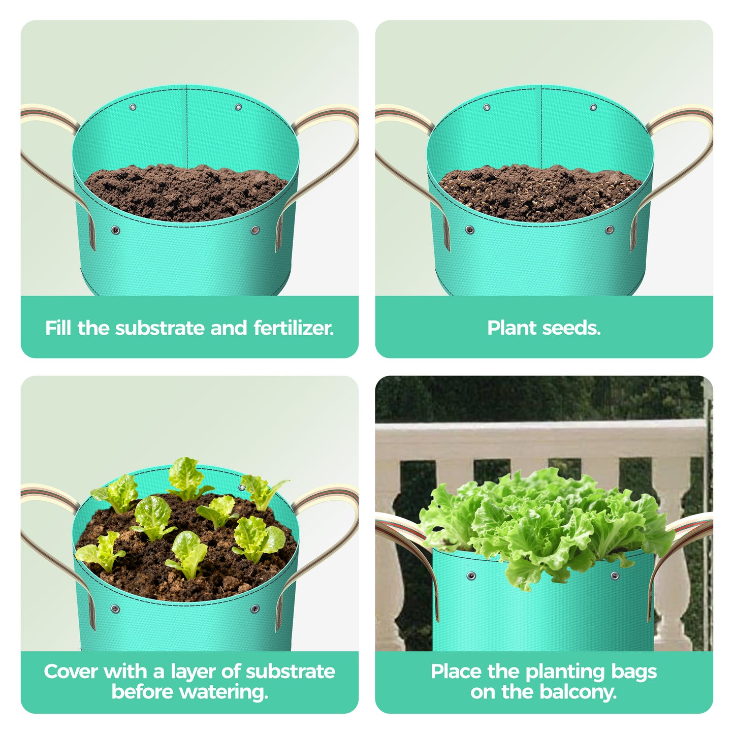 SPONDWILD 7 Pcs Potato Grow Bag, PE Garden pots Plant Grow Bag with Branch-Binding Holes and Drain holefor for Vegetables, Strawberries, Flowers