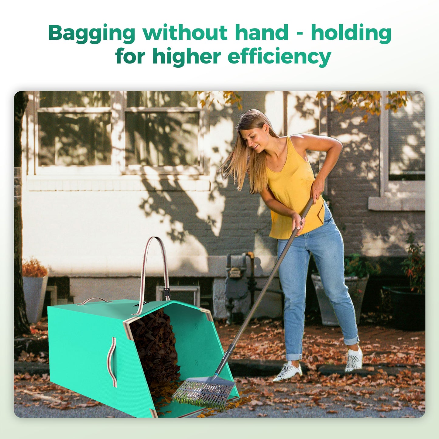 SPONDWILD 60 Gallon Leaf Collector and Reusable Yard Waste Bag Collapsible Portable with Adjustable Handle Garden Lawn Clean Up
