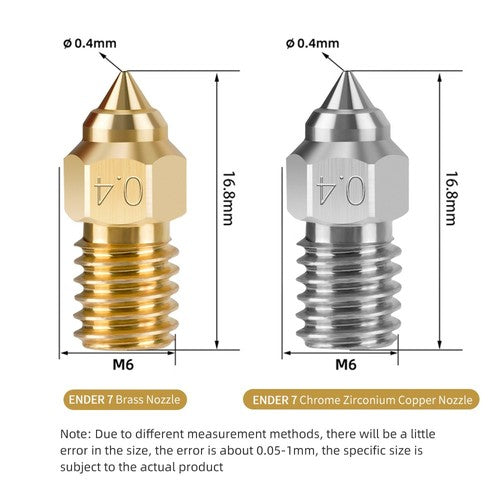 10pcs TWO TREES High-speed Nozzle for Creality Ender 7 (0.4mm Brass 2pcs, 0.6mm Brass 2pcs, 0.8mm Brass 2pcs, 0.6mm Chromium Zirconium Copper 2pcs, 0.8mm Chromium Zirconium Copper 2pcs)