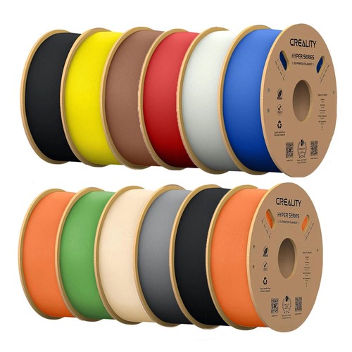 12kg Creality Hyper-PLA Filament - 2kg Black + 1kg Skin Color + 1kg Yellow + 1kg Green + 2kg Orange + 1kg Brown +1kg Red + 1kg Blue + 1kg Grey + 1kg White