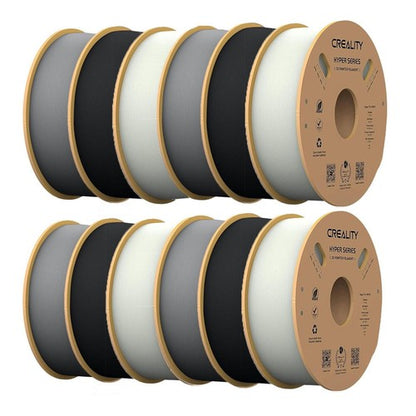12kg Creality Hyper-PLA Filament - 4kg Black + 4kg White + 4kg Grey