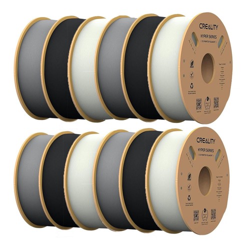 12kg Creality Hyper-PLA Filament - 4kg Black + 4kg White + 4kg Grey