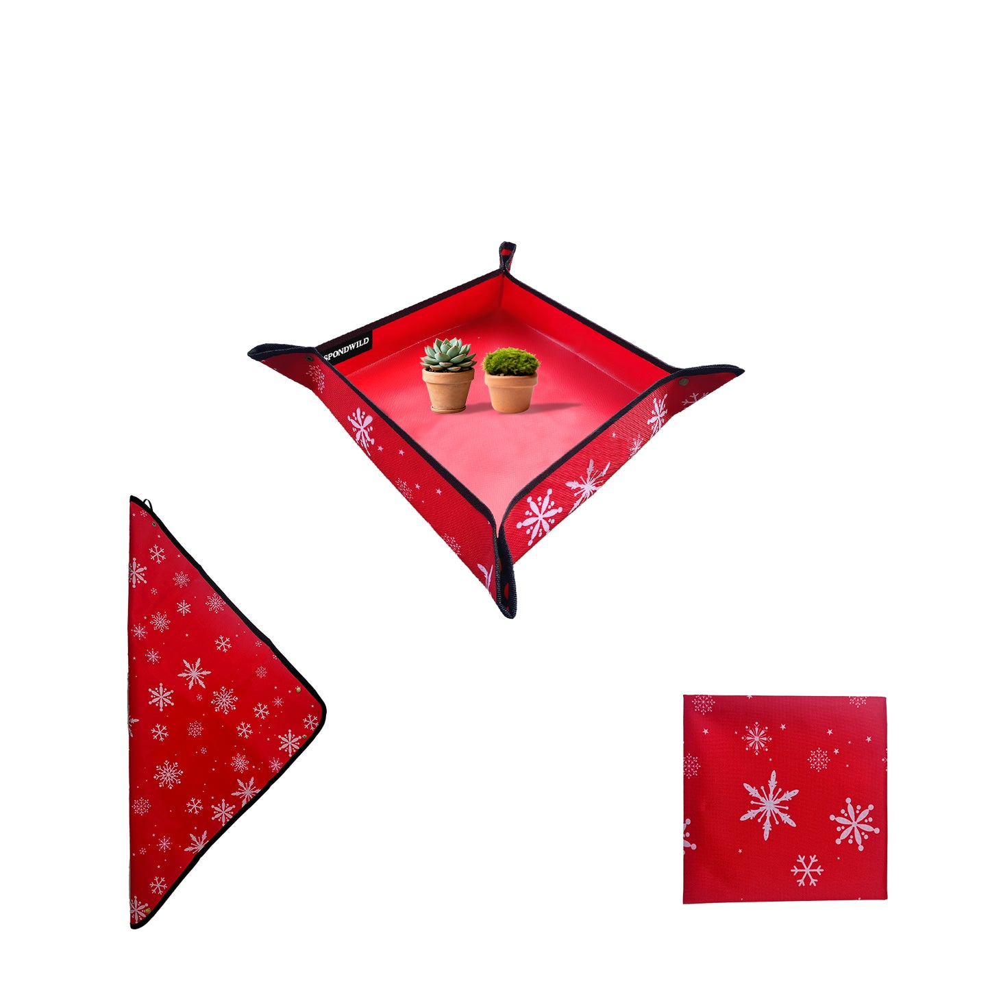 SPONDWILD Large Plant Transplanting Mat - PVC-Red Snowflake Thickened Waterproof Potting Mat, Succulent Gardening Mat, Portable Repotting Mat for Mess Control