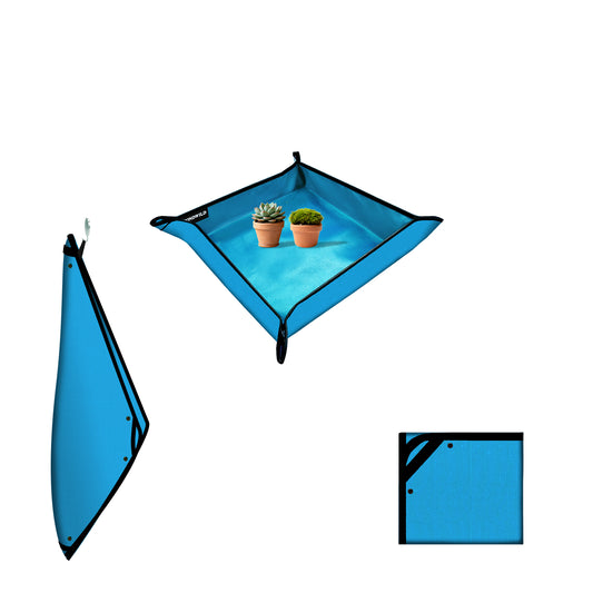 SPONDWILD Large Plant Transplanting Mat - PVC-Blue Thickened Waterproof Potting Mat, Succulent Gardening Mat, Portable Repotting Mat for Mess Control