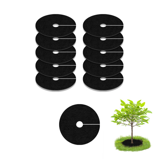 SPONDWILD 10 Pack 12.6" Mulch Tree Ring,Non-Woven Tree Mulch Ring,Reusable Tree Ring Mulch Mat,Degradable Weed Control Fabric Mat for Landscaping Weed Control Root Protection,Tree Barrier Ring