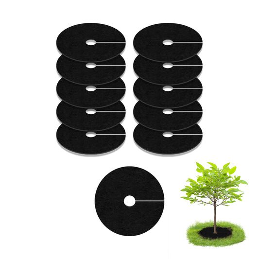 SPONDWILD 10 Pack 16" Mulch Tree Ring,Non-Woven Tree Mulch Ring,Reusable Tree Ring Mulch Mat,Degradable Weed Control Fabric Mat for Landscaping Weed Control Root Protection,Tree Barrier Ring